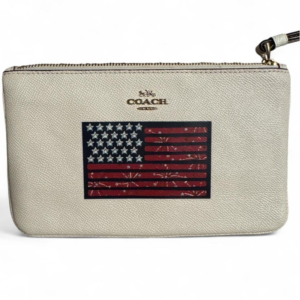 Coach white American flag wristlet